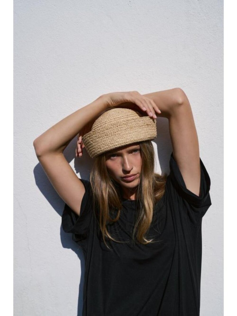 ZARA 100% RAFFIA SKIMMER HAT